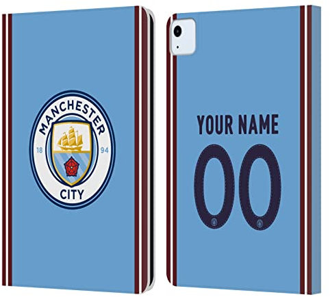 Head Case Designs Licenciado Oficialmente Personalizada Individualizada Manchester City Man City FC Casa Kit Insignia 2022/23 Carcasa de Cuero Tipo Libro Compatible con Apple iPad Air 2020/2022