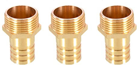 Lot de 3 raccords de tuyau cannelés en laiton 25 mm vers 2,5 cm mâle BSP filetage adaptateur de tuyau