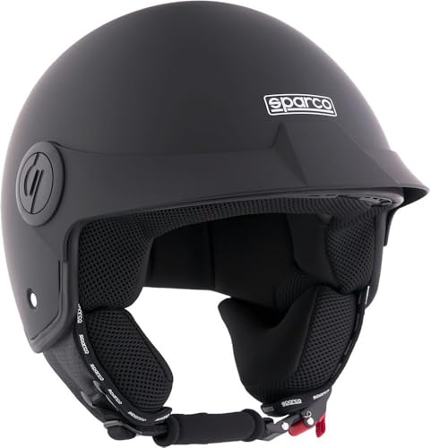 Sparco Riders Rollerhelm Demi-Jet, Motorradhelm SP602 | Zulassung ECE 22.06, Scooter Helm, Vintage Demi-Jet Helm mit Sonnenblende und Mikrometrischer Auslösung, Ideal für die Stadt
