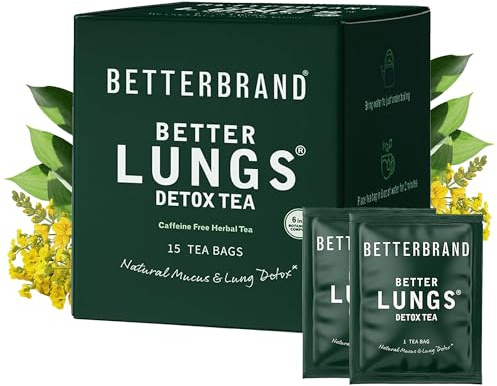 Betterbrand Mullein Tea Bags for Lung Detox - Respiratory Support with Thyme, Elderberry, Ginseng, Ginger, Caffeine Free Herbal Blend - 15 Tea Bags (Pack of 1)