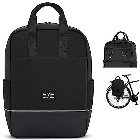 Johnny Urban Fahrradtaschen für Gepäckträger Damen & Herren Schwarz - Jona Medium Bike - 2 in 1 Fahrrad Tasche Rucksack & Gepäckträgertasche Hinten - Wasserabweisend