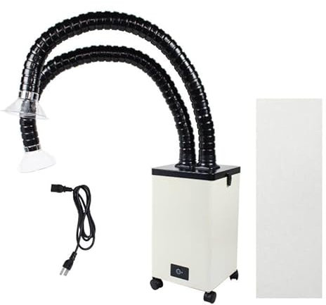 CNCTOPBAOS 130W Solder Fume Extractor 110V with Two Hoses,Desktop Fume Smoke Absorber,3 Stage Filter 2 Covers,Welding Purifier for Soldering,Salon,Laser Engraver,Marking,Cutter Machine,Moxibustion