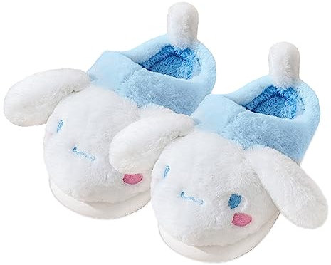 Roffatide Anime Cinnamoroll Fuzzy Slippers with Melody, Closed Toe, Open Back, Foam Insole, Rubber Sole for Women and Men