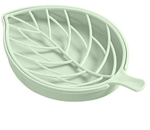 Porte-savon minimaliste en forme de feuille avec design antidérapant – Bac de douche pour salle de bain, cuisine, douche, vert