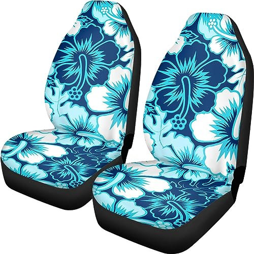 Wanyint Hawaii Hibiskus Blumendruck Auto Zubehör Schonbezüge Auto Sitzbezüge 2 Stück Western Aztec Tribal Stil Universal Fit für Auto LKW SUV Limousinen