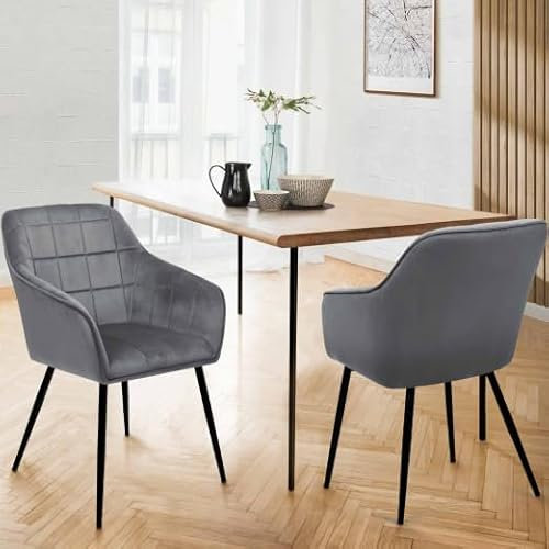 IDMarket - Lot de 2 chaises de Salle à Manger, fauteuils de Table Mady en Velours Gris Clair