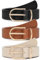 JASGOOD 2 Pack Damen Ledergürtel für Jeans Mode Damen Gürtel für Kleider Gold Schnalle Taillengürtel, E Schwarz+Braun+Beige, M: Fit Waist Size 32-37 Inches