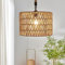 Comely Pendelleuchte Esstisch Hängelampe Rattan, Boho Hängeleuchte Rattan Rustika, E27 Vintage Kronleuchter für Schlafzimmer Esszimmer Flur Balkon Pavillon