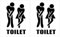 ENDBOOM Lot de 2 autocollants pour toilettes, décorations de salle de bain, plaques signalétiques pour hommes et femmes, autocollants 3D en PVC, amusants pour porte de salle de bain (Noir)