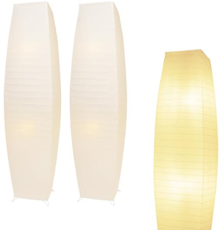 lianheng Papier Stehlampe, faltbare Reispapier Stehlampe, Papierlampen im minimalistischen Stil, klassische moderne Papier Stehlampe Käfig für Wohnzimmer, Schlafzimmer (2 Pack)