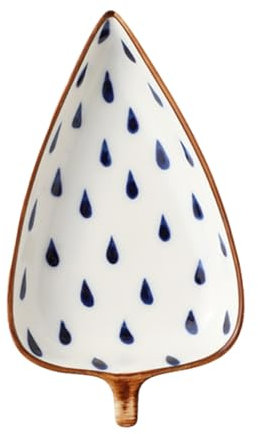 LIFKOME Creative Japanese Style Ceramic Mini Saucer and Leaf-Shaped Appetizer Plate Hand-Painted Glazed Underglaze, for Sauce, Dessert, and Seasoning Serving at Home