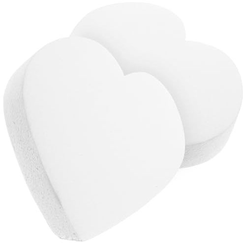 2-teiliges Kuchen-Set, Herz-Schaumstoff, Kuchenmodell, 20,3 cm, Kuchenübung, Liebesform, Schaumstoff, Polystyrol, Embryo, Puppe, Kuchenmodellierung, Ornament für Hochzeit, Dekoration, Weiß