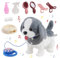 Arkyomi Chien Jouet Enfant Parle et Bouge furreal interactif Qui Marche et aboie realiste Secoue la Queue electronique Chien avec Laisse Robot Puppy Gris