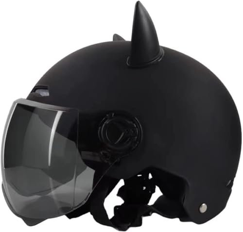 Katzenohr-Helm mit offenem Gesicht, Motorrad-Halbhelm für Erwachsene mit Sonnenblende, Moped-Helm, Herren-Damen-Scooter, elektrische Motorradhelme – DOT/ECE-geprüft A