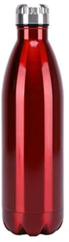 OTBEHUWJ Tazza Bottiglia di Acqua Termica in Acciaio Inossidabile A Doppia Parete Sport Bottiglia Thermos Mantieni Il Pallone Isolato-1000 Ml-Rosso