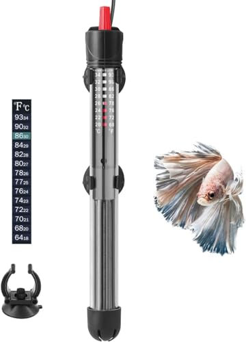 FEDOUR Calentador de Acuario, 50W 100W 300W Calentador de Acuarios de Temperatura Ajustable, Calentador de Acuario Sumergible con ventosas, termostato para peceras
