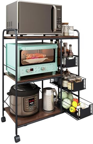 FinityPro Kitchen Carts on Wheels with Storage,13.8 D x 28 W x 35.5 H, Rolling Microwave Cart,Kitchen Microwave Cart with Storage,Microwave Carts for Kitchen Storage Rack,Bakers Rack with Storage