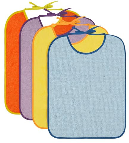 HOTUT Baberos Bebe Recien Nacido Algodón, 4pcs Baberos Impermeables de Algodón, Absorbente Baberos Drool, Fáciles de Poner y Quitar, Unisex Bebé