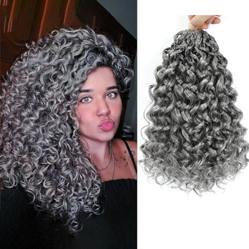 Gogo Curl Pre Twisted Crochet Hair 10 Inch 8 Packs Short Curly Crochet Hair for Women Pre Looped Ocean Wave Crochet Hair Water Wave Crochet Hair Deep Wave Braiding Hair 10 Inch Gray
