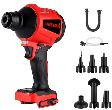 ONEVAN Ventola a batteria con 2 batterie, 18 V, ventilatore elettrico Dust Blower, mini ventilatore per la pulizia della tastiera, bolle di foglie, campeggio, asciugatura auto