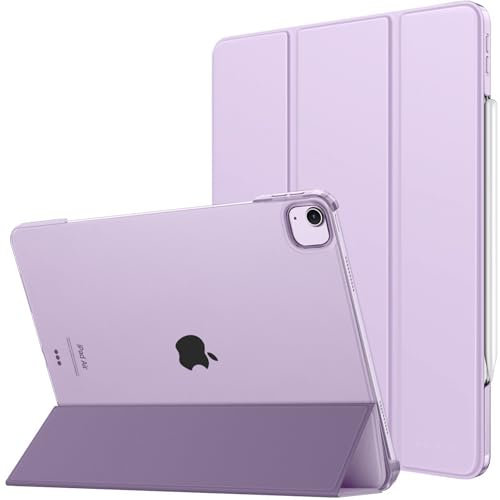 MoKo Funda para iPad Air 13 Pulgadas (M3 2025/M2 2024) / iPad Pro 12,9 (6ª/5ª Gen 2022/2021), Funda Inteligente Delgada Translúcida Esmerilada Duro PC,Soporta Lápiz Pro/2ª/USB-C, Taro Morado