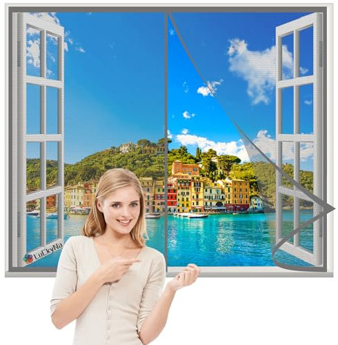 Fliegengitter Tür Magnetisch 300x280cm Grau Polyester Lamellenvorhang-mit Klettband Klettverschluss Klemmleiste Fliegenvorhang -Kinderleichte Klebemontage