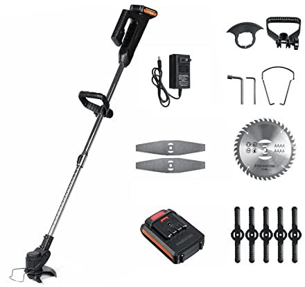 MEIVIYA Taille-Bordures et Coupe-Bordure Tondeuse à Gazon électrique 1000W 24V avec Batterie 22980mAh Tondeuse à Gazon sans Fil Longueur réglable Outil de Coupe d'élagage de Jardin(1 Battery)