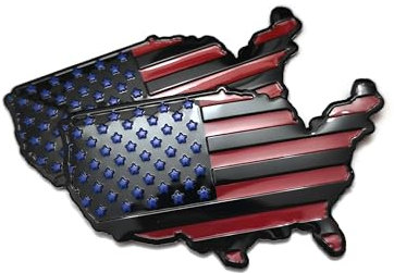 PTDecals 2 Stucke Abziehbild Aufkleber des Schwarz Aluminium Metall 3D US USA Amerika Karten Flagge Emblem 4cm × 7cm Auto Rennsport grafischer Abziehbild