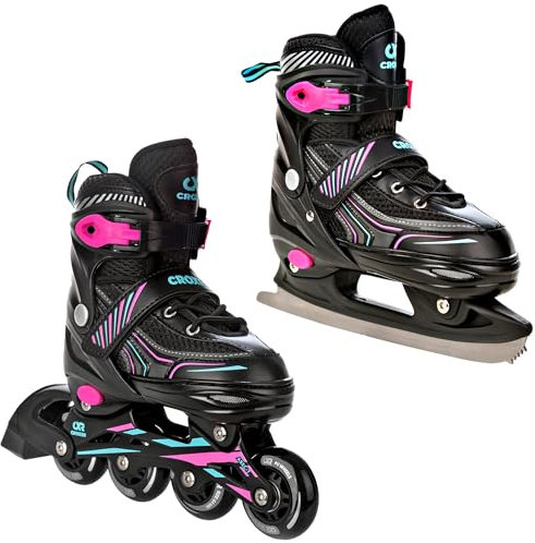 CROXER 2in1 Inlineskates/Schlittschuhe Optima verstellbar (Mint/Pink, 39-42 (24cm-26,5cm))