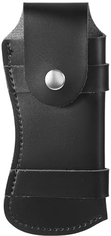 Aeaocvo Messertasche für Gürtel, 14 cm Schwarz Messer Etui, Multifunktion Outdoor Leder Taschenmesser Hülle, Messerscheide mit Gürtelschlaufe für Klappmesser