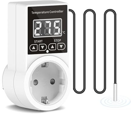Termostato prese, regolatore di temperatura digitale 230 V, termostato di raffreddamento con sonda LCD, termostato digitale per serra, acquario, terrario rettile (1)
