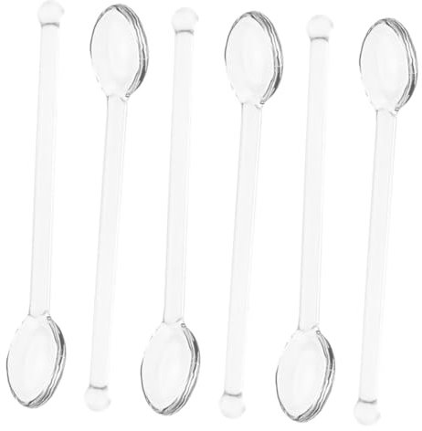Mobestech 6pcs Glass Stirring Spoons Clear Cocktail Spoons for Coffee Tea and Desserts Elegant Mixing Utensils for Home and Party Use Portable Design