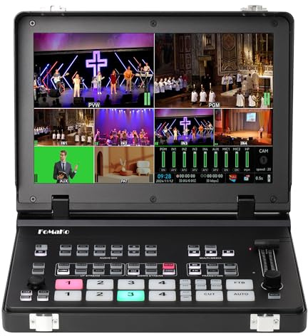 FoMaKo M6 Mélangeur Vidéo HDMI 4K, écran LCD Full HD 10,1 Pouces, commutateur de Diffusion en Direct 5 canaux, entrée 4K 60 IPS, Sortie 1080p 60 IPS, commutateur vidéo SDI + HDMI