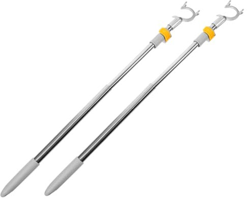 TOPBATHY 2 Ganchos Telescópicos de Alto Alcance para Ropa para Armario Gancho de Alcance de Acero Inoxidable de Aleación de Aluminio