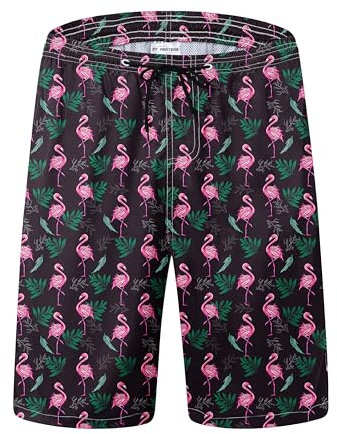 FT FENTENG Short de bain pour homme à séchage rapide avec doublure en maille, short de plage respirant, Flamant rose, Large