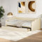 YLSZHY 90x200 cm Twin Daybed Gestell mit 2 Schubladen PU Leder Gepolstert Tagesbett mit Rückenlehne Plattform Schlafsofa für Wohnzimmer Schlafzimmer Gästezimmer Kein Boxspring erforderlich (Beige)