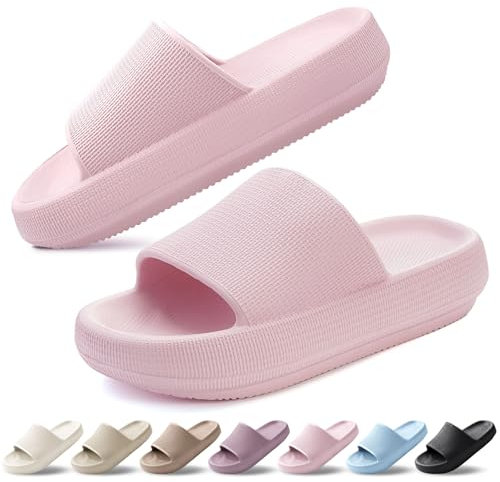 BAXIWUY Ciabatte Donna Uomo Estive Pantofole da Casa Ultra Morbide e Comode Slide Antiscivolo Nuvola Ciabatte da Mare Doccia Spiaggia Piscina Sandalo Unisex Rosa, 37-38 EU