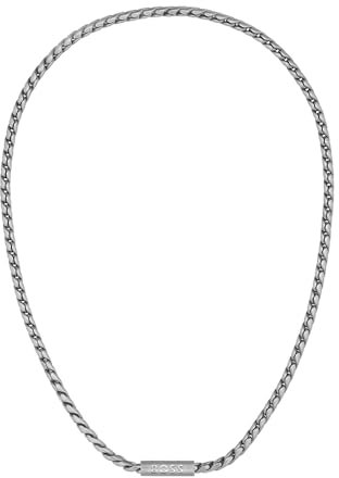 BOSS Jewelry Gliederhalskette für Herren Kollektion DORAN aus Edelstahl mit einer Gravierten Plakette - 1580693