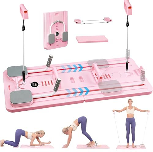 SHIKATA Foldable Pilates Reformer Machine 2025 – All-in-One Home Pilates Equipment with Pilates Board, Ab Roller, Automatic Rebound & Push-Up Support for Total Body Strength & Flexibility