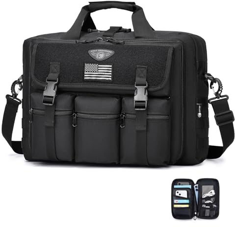 Große taktische Laptoptasche für Herren, Militär, 17,3 Zoll, Computertasche, Aktentasche mit Reisepass-Brieftasche, Handgepäck, Kuriertasche