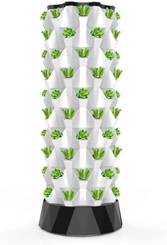 ZJHESXV Hydroponik-Turm, Hydroponik-Anbausystem, Aquaponik-Anbausystem, Aeroponik-Anbauset für Kräuter, Obst und Gemüse mit Befeuchtungspumpe, Timer, Adapter, Aussaat