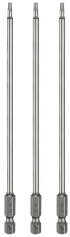 sourcing map 3pcs T10 Torx Head Screwdriver Bit 1/4 Hex Shank 6 (150mm) Long Magnetic No Hole Tip Tamper Proof 6 Point Star Screw Driver Drill Bits S2 Steel Industrial Power Screwdrivers