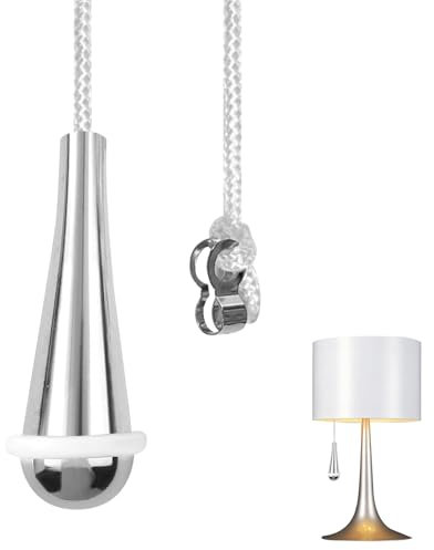 Azushwer Bathroom Light Pull Cord Handle with 150cm White Nylon Extension Replacement Pull Cord Light Switch Bathroom for Shower Toilet Light Ceiling Lights Fan Switch