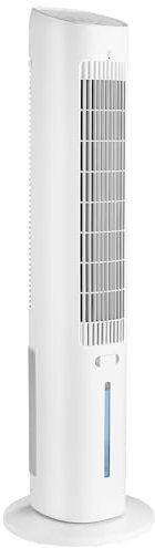 LIFERUN Ventilador Torre 4 Modos: Enfriar/Humidificar/Dormir + Difusor Aromas, 5,5 m/s, Oscilación 48°, Temporizador 12H - Climatizador con Mando (Hogar/Oficina)