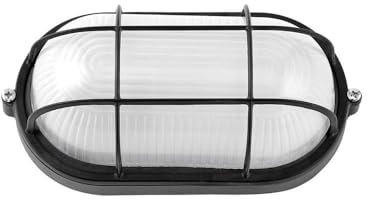 VoltShine Aplique exterior ovalado de aluminio, 1xE27, color negro, dimensiones 9x21x10.5 cm, IP44; ideal para iluminación exterior y ambientes húmedos.