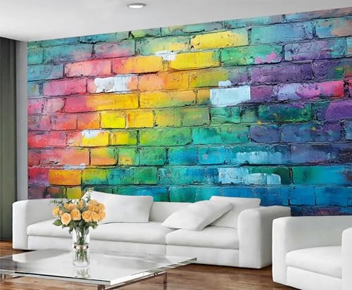 GIVLWF Papier peint graffiti, mur de brique, papier peint pour chambre à coucher, papier peint d'art de rue pour salon, peinture abstraite grande peinture murale et décoration de chambre de garçon