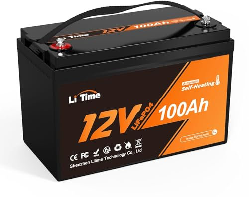 LiTime 12V 100Ah LiFePO4 Batterie mit Selbstwärmefunktion, -20°C bis 50°C Tieftemperatur-Ladung, 100A BMS, 4000-15000 Zyklen, 10 - Jahre Lebensdauer - Ideal für Wohnmobil, Solaranlagen, Camping
