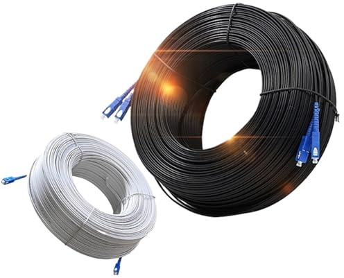 VJSUWI Cavo di Collegamento SC for Interni - Cavo di Collegamento in Fibra Ottica 2C a Nucleo Singolo, 100-200 Metri(150m 2 Core White,SC-SC)