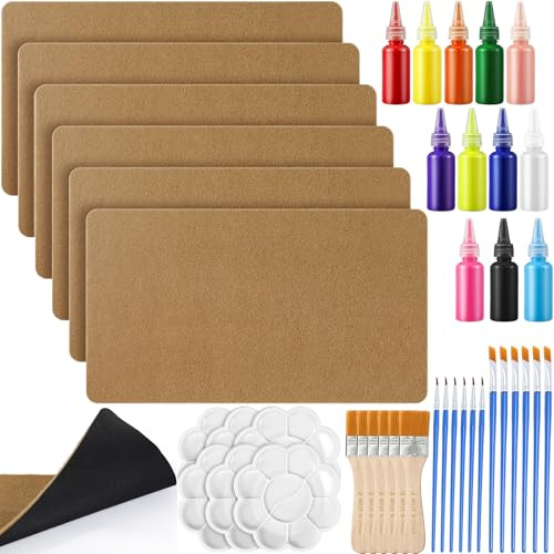 Nuanchu 6-teiliges unbeschriftetes Kokosfaser-Fußmatten-Set, 43,2 x 76,2 cm | Rutschfeste Fußmatte mit Acrylfarben, Pinseln, Farbpalette für Herbst, Halloween, Weihnachten, Veranda-Dekoration