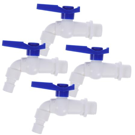Robinet à Ouverture Rapide en Plastique 1/2 Pouce, Lot de 4 | Filetage 1/2 Pouce, Poignée Ergonomique, Résistant aux Intempéries, pour Réservoirs D’eau et Machine à Laver